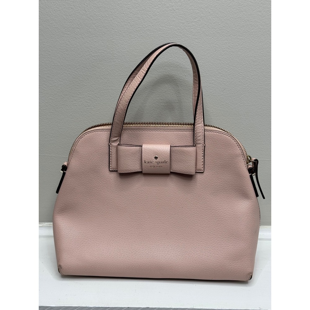 Kate Spade Satchel Bag Pink Leather Bow Top Handle Matthew's Street Maise Bag - Picture 1 of 13
